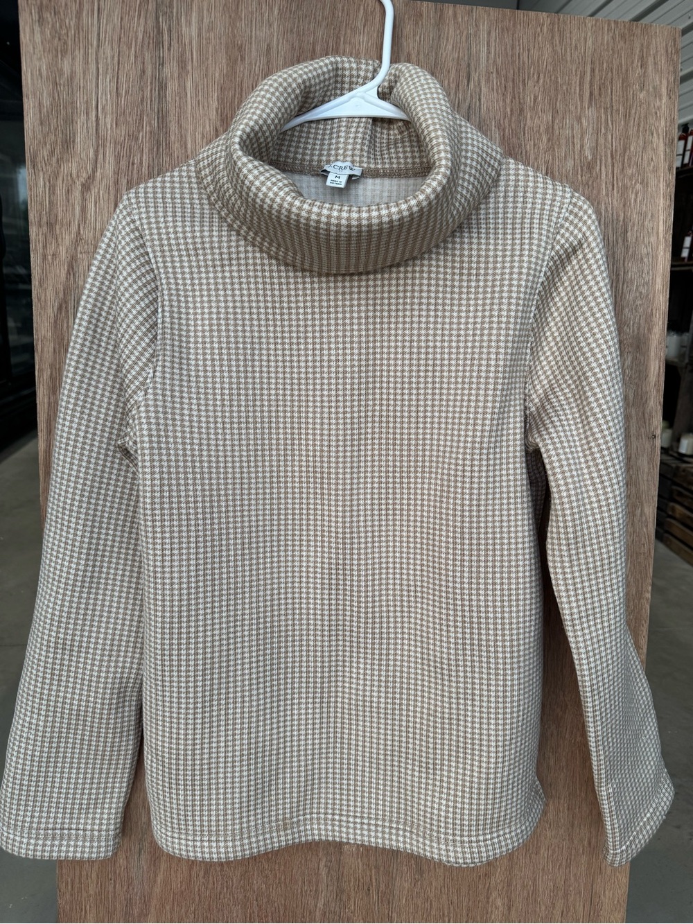 J. Crew Beige and Cream Houndstooth Turtleneck Sweater